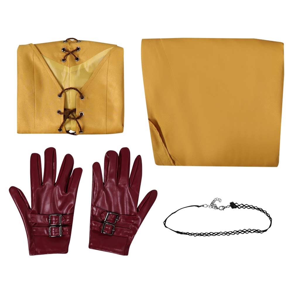 Final Fantasy Aerith Gainsborough yellow Dresss Cosplay Costume