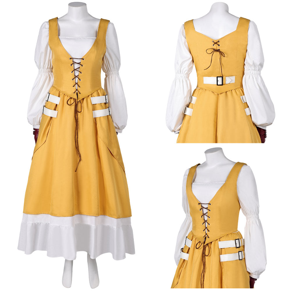 Final Fantasy Aerith Gainsborough yellow Dresss Cosplay Costume