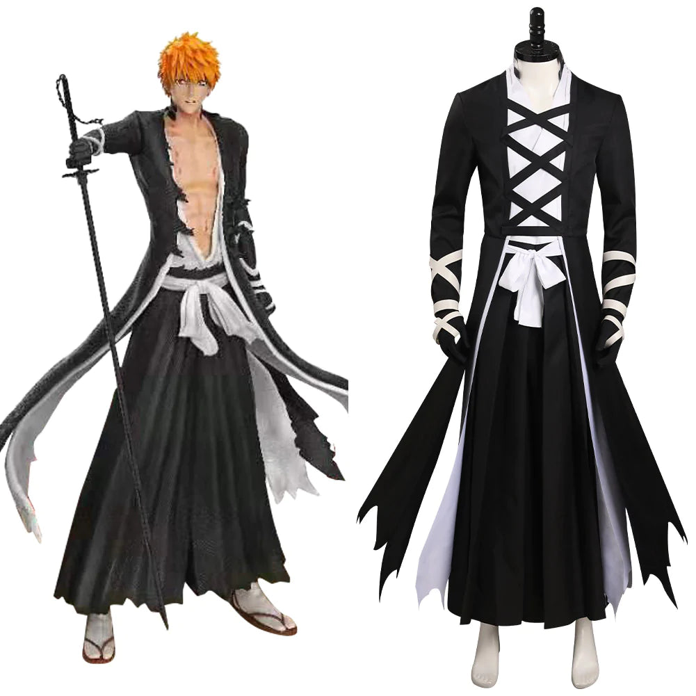 Anime BLEACH - Kurosaki Ichigo Cosplay Costume Coat Outfits Halloween ...