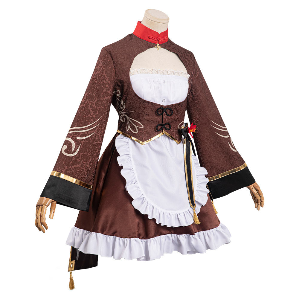 Genshin Impact¡ªHu Tao Cosplay Costume Maid Dress Outfits Halloween Carnival Suit