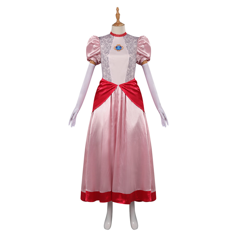 The Super Mario Princess Peach Cosplay Dress Costume Halloween Carnival Party Disguise Suit