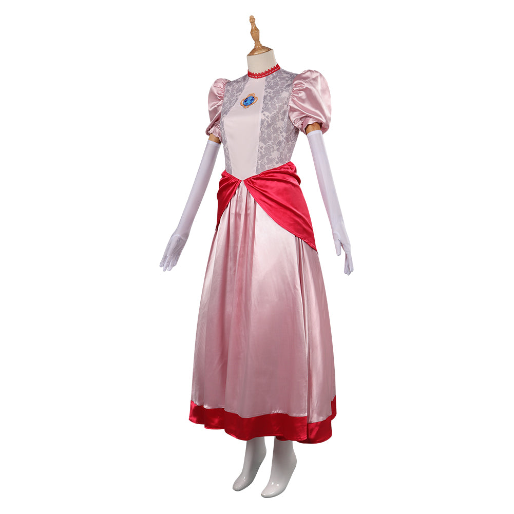 The Super Mario Princess Peach Cosplay Dress Costume Halloween Carnival Party Disguise Suit