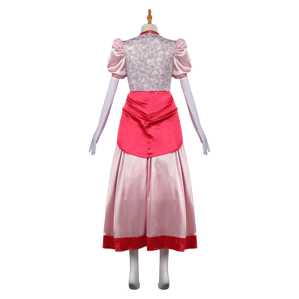 The Super Mario Princess Peach Cosplay Dress Costume Halloween Carnival Party Disguise Suit