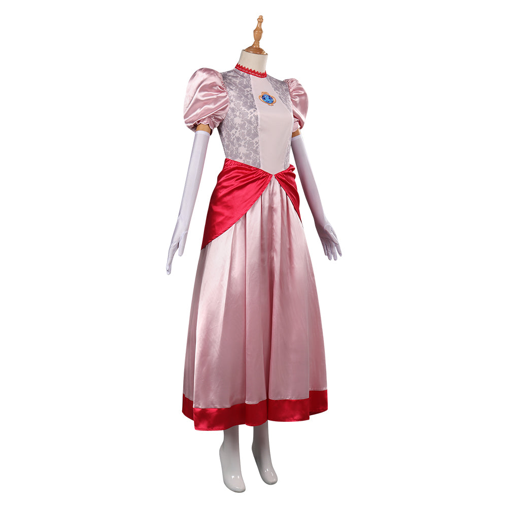 The Super Mario Princess Peach Cosplay Dress Costume Halloween Carnival Party Disguise Suit