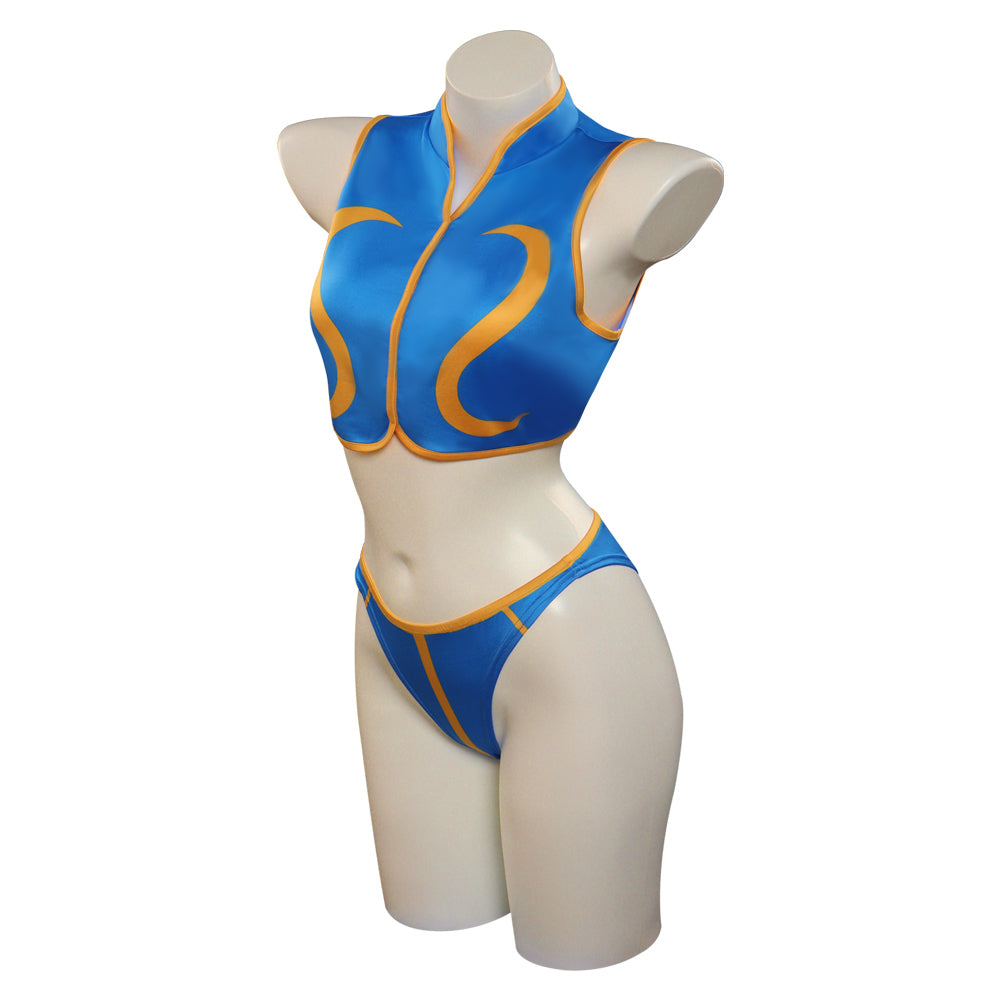 Street Fighter Chun Li Swimsuit Top Shorts Cosplay Costume Outfits Halloween Carnival Party Suit