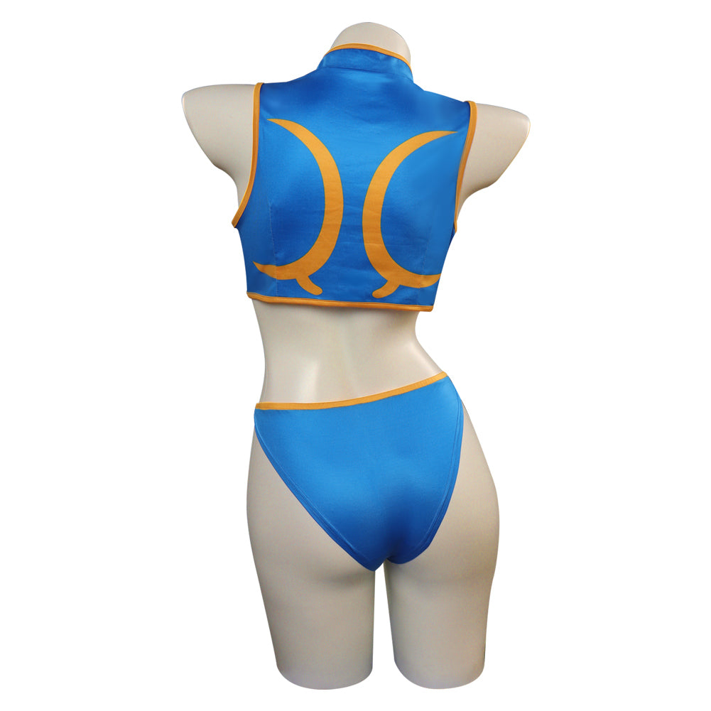 Street Fighter Chun Li Swimsuit Top Shorts Cosplay Costume Outfits Halloween Carnival Party Suit