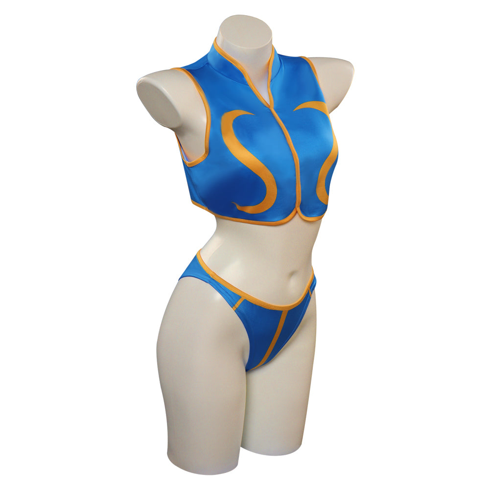 Street Fighter Chun Li Swimsuit Top Shorts Cosplay Costume Outfits Halloween Carnival Party Suit