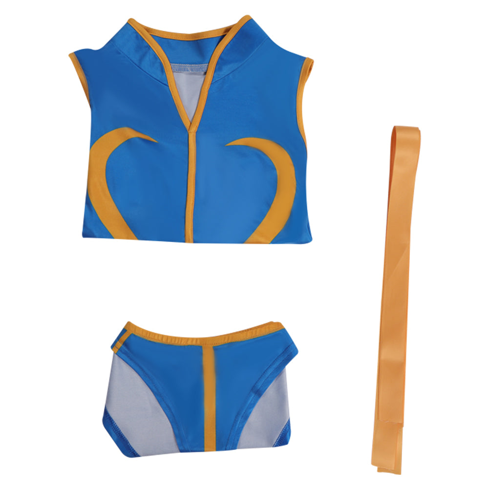 Street Fighter Chun Li Swimsuit Top Shorts Cosplay Costume Outfits Halloween Carnival Party Suit