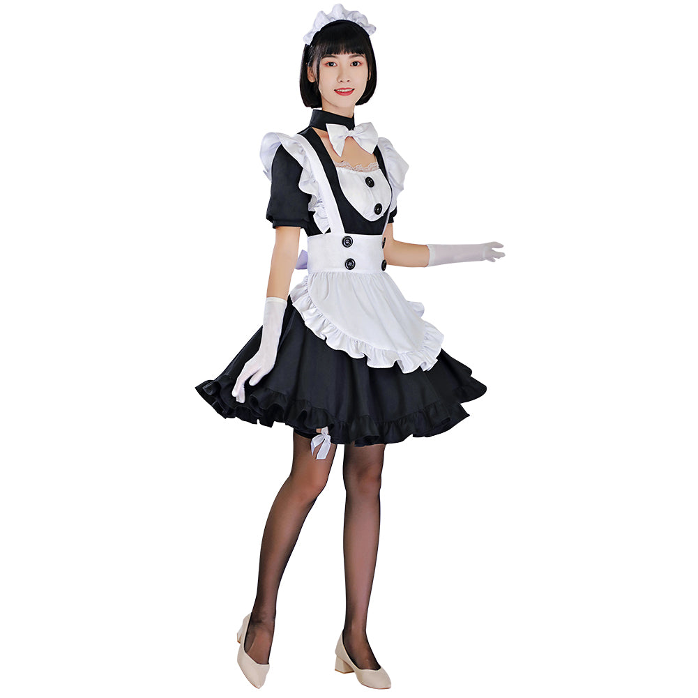Japanese Anime Black Maid Dress Cute Maid Suit Party Role Play Cosplay