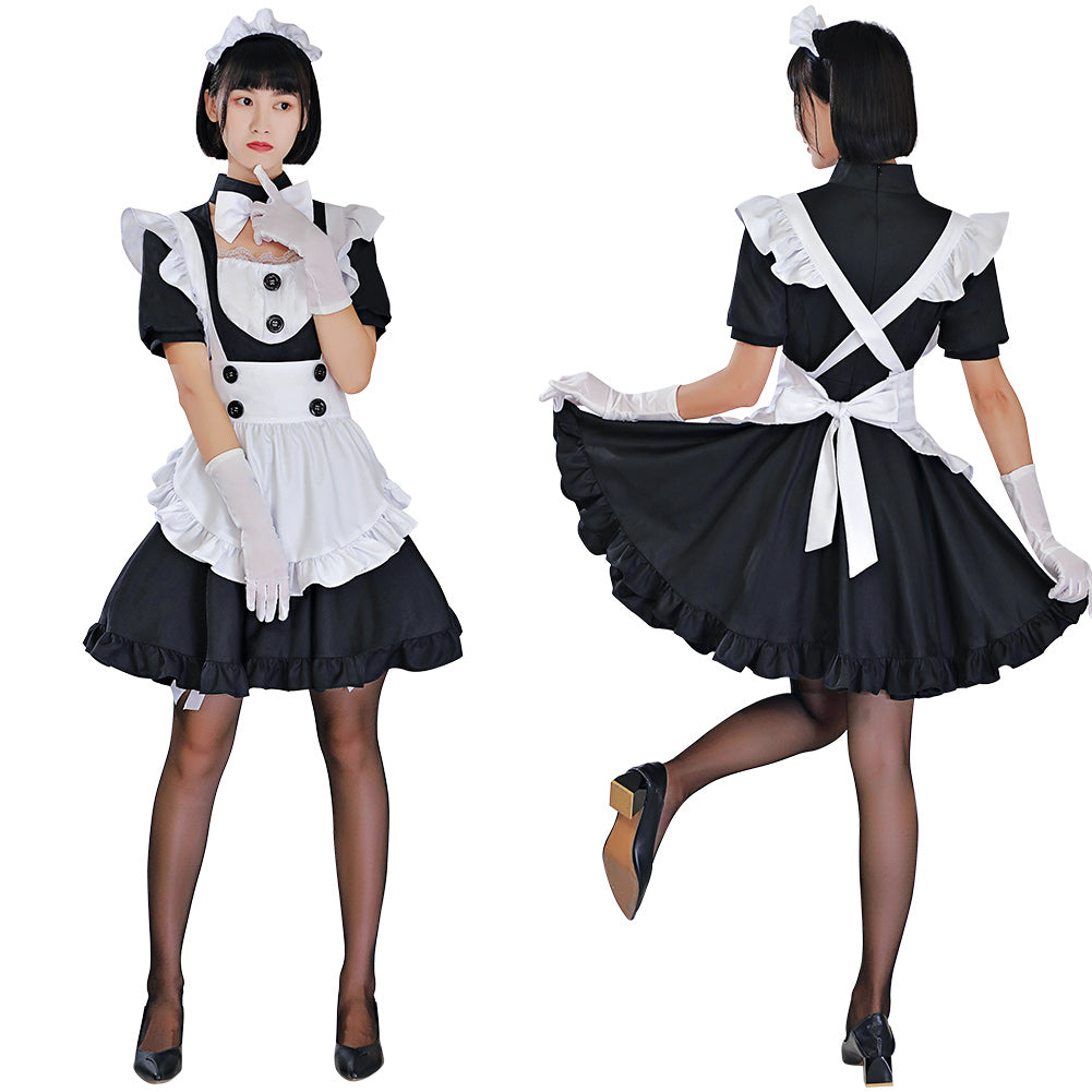 Japanese Anime Black Maid Dress Cute Maid Suit Party Role Play Cosplay