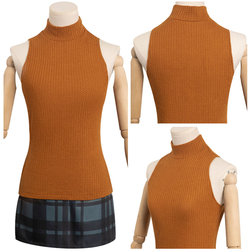 Resident Evil 4 Remake Ashley Graham Orange Top and Skirt Cosplay Set Halloween Carnival Party Disguise Suit