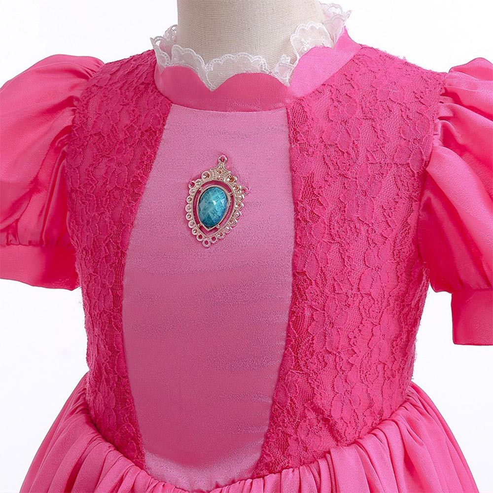 Super Mario Princess Peach Kids Children Dress Cosplay Costume Halloween Carnival Party Disguise Suit