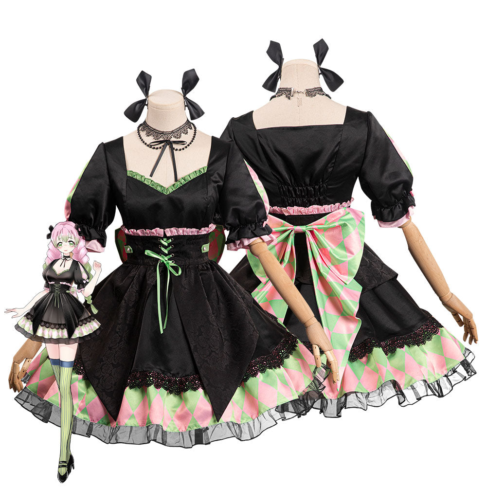 Demon Slayer Kanroji Mitsuri Gothic Lolita Dress Outfits Halloween Carnival Party Suit