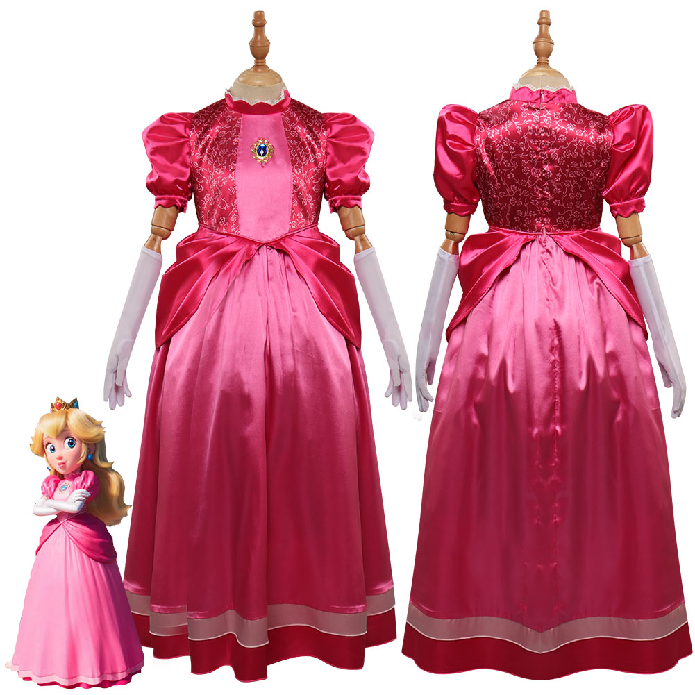 The Super Mario Bros. Movie Peach Cosplay Children's Dress Costume Outfits Halloween Carnival Party Disguise Suit