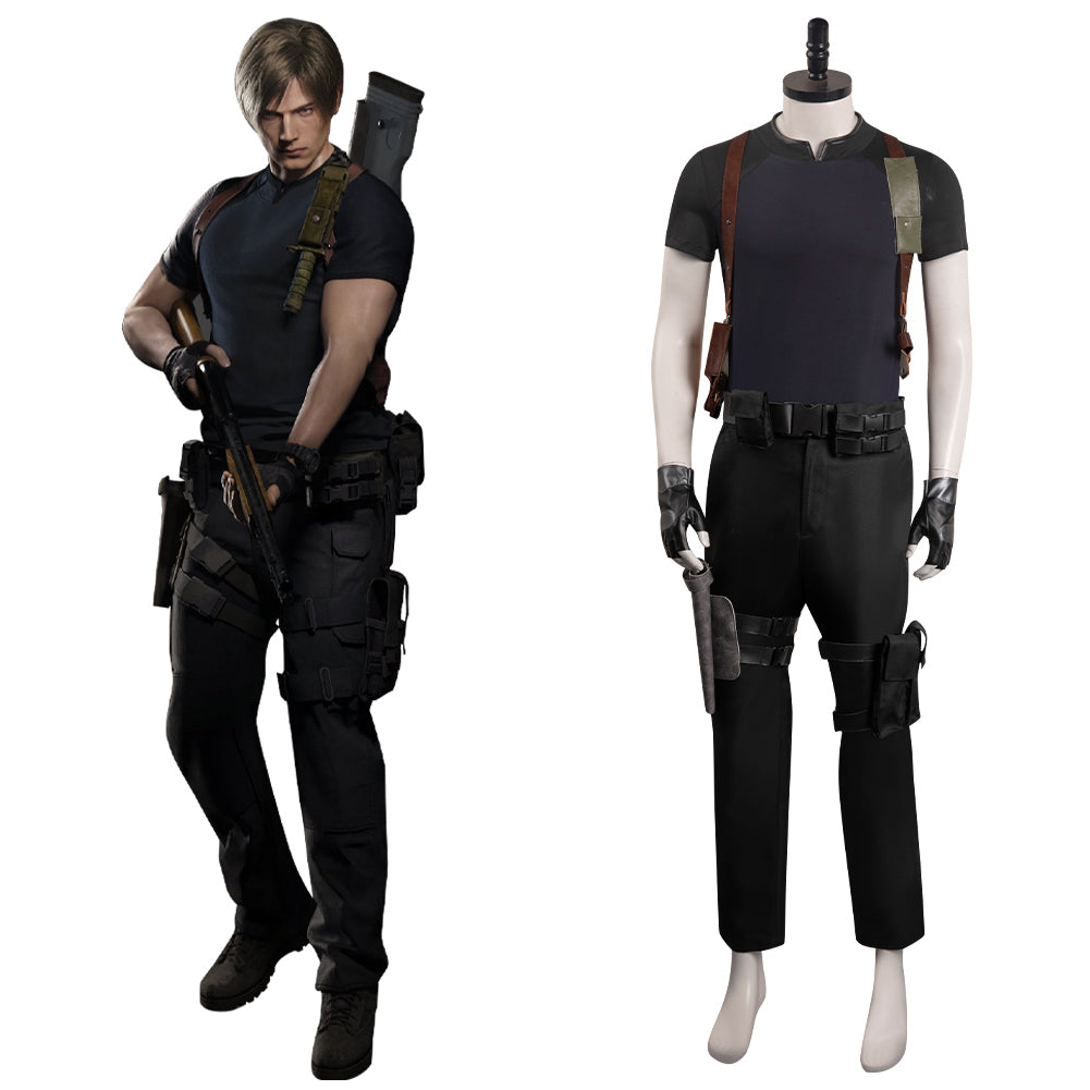 Resident Evil 4 Remake Leon S.Kennedy Cosplay Costume Halloween Carnival Party Disguise Suit No Coat
