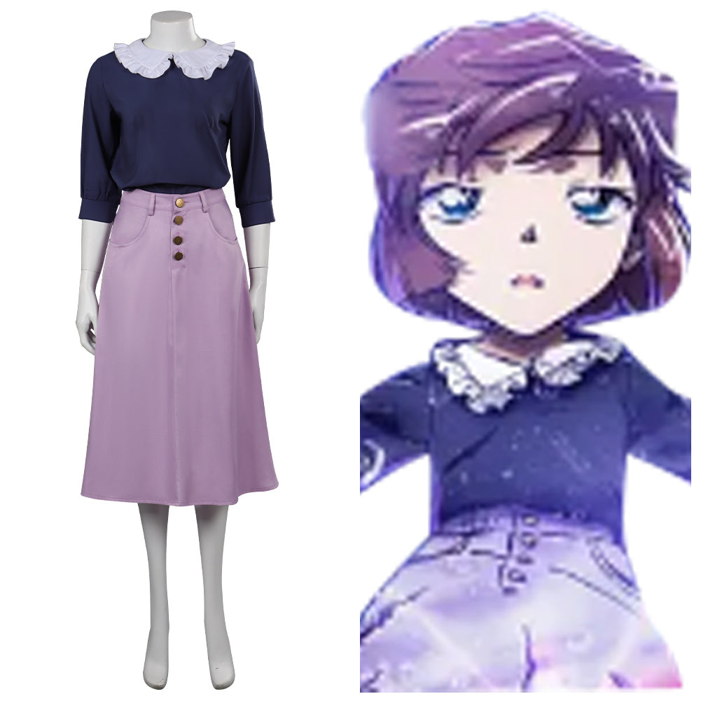 Detective Conan Haibara Aimonogatari Black Iron Mystery Train Haibara Ai Cosplay Costume Outfits Halloween Carnival Party Disguise Suit