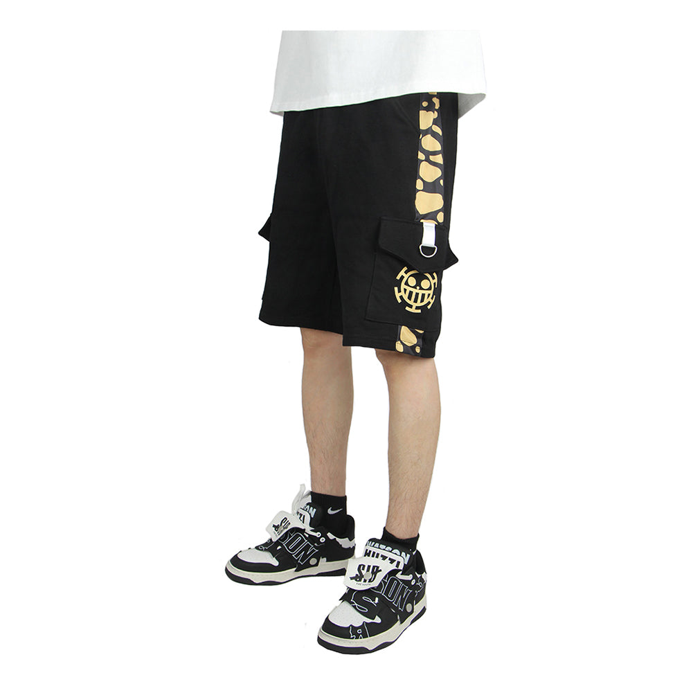 Anime One Piece Trafalgar Shorts 3D Print Pocket Cargo Casual Loose Trousers Overalls Daily Use