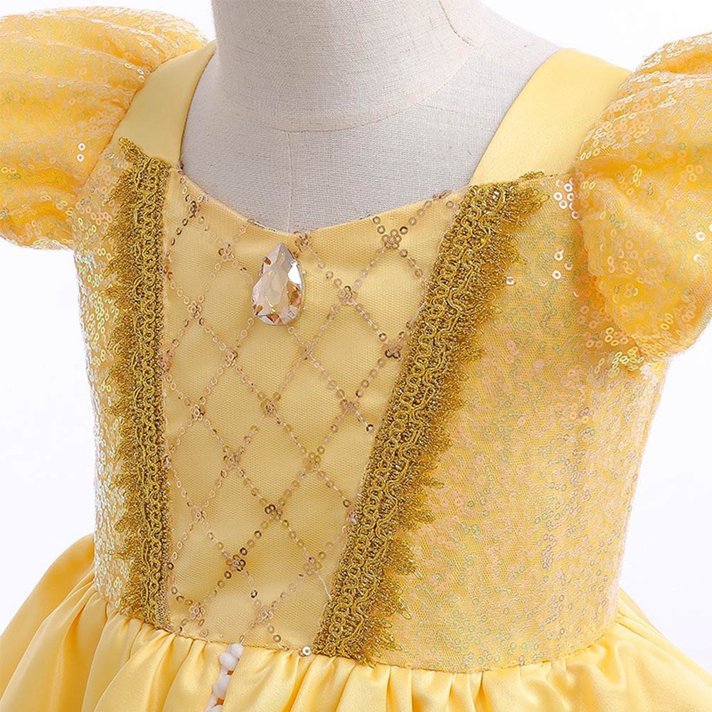 Beauty And The Beast Kids Girls Belle Cosplay Costume Outfits Halloween Carnival Party Disguise Suit