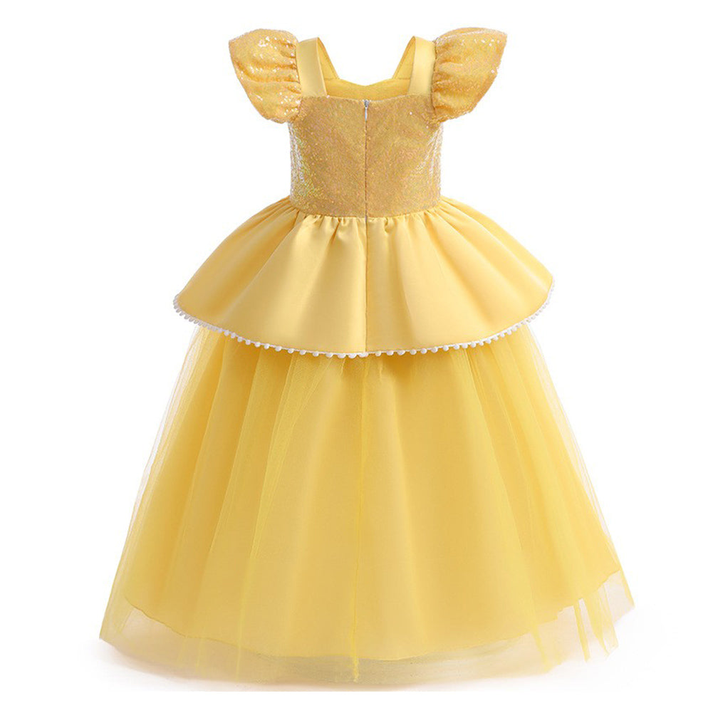 Beauty And The Beast Kids Girls Belle Cosplay Costume Outfits Halloween Carnival Party Disguise Suit