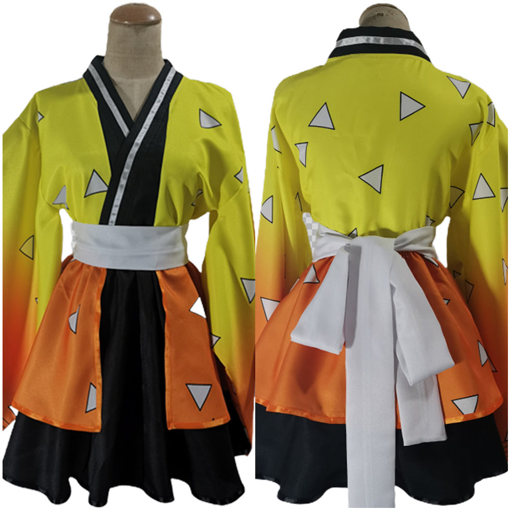 Demon Slayer Kamado Tanjirou Lolita Dress Cosplay Costume Halloween Carnival Party Kimono