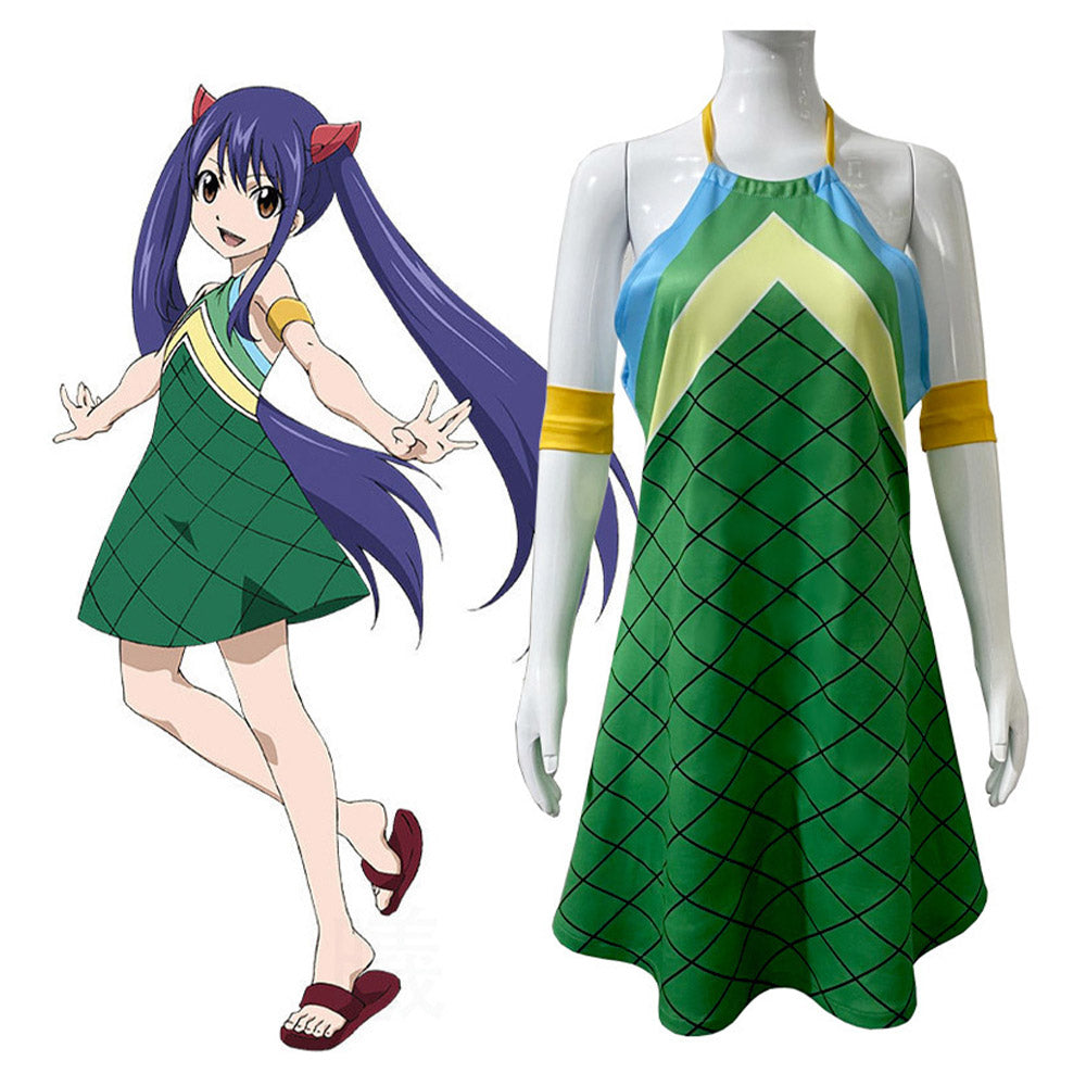 Anime FAIRY TAIL Wendy Marvell Cosplay Costume Dress Armband Halloween Carnival Party Suit