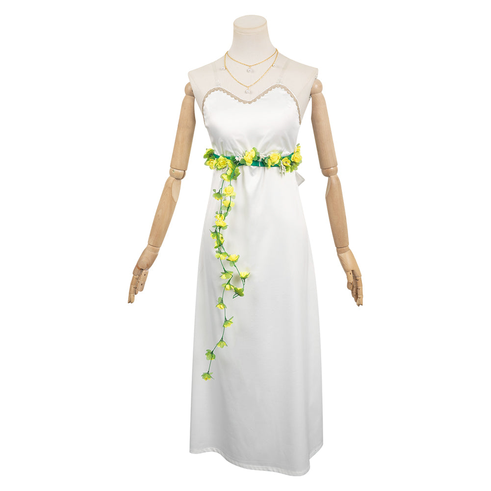 Final Fantasy Aerith Gainsborough white Dress Cosplay Costume 