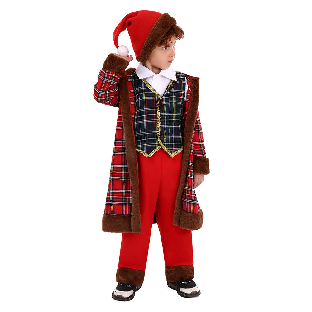 Kids Scottish Christmas Costume Santa Claus Christmas Kilt Cosplay Costume Outfits