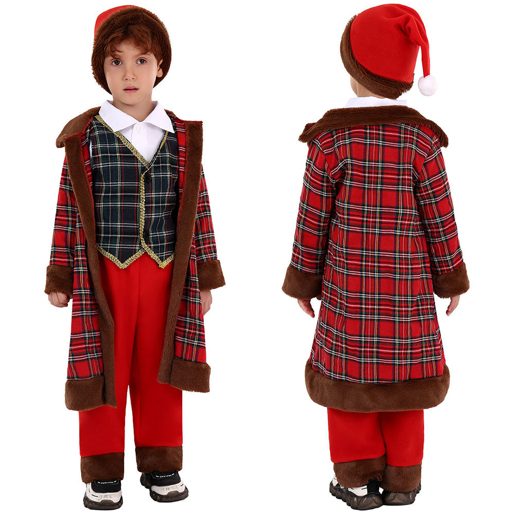 Kids Scottish Christmas Costume Santa Claus Christmas Kilt Cosplay Costume Outfits